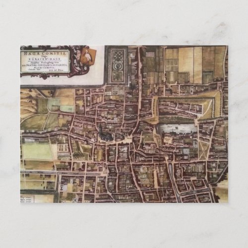 Replica city map of The Hague 1649 Postcard