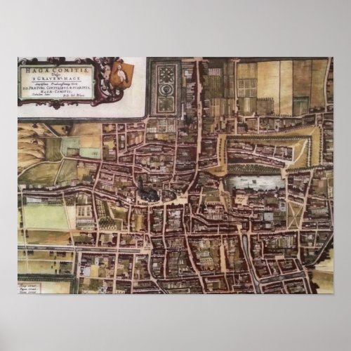 Replica city map of The Hague 1649 Poster