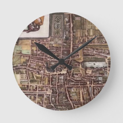Replica city map of The Hague 1649 Round Clock
