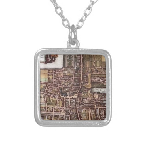 Replica city map of The Hague 1649 Silver Plated Necklace