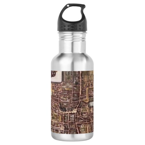 Replica city map of The Hague 1649 Stainless Steel Water Bottle
