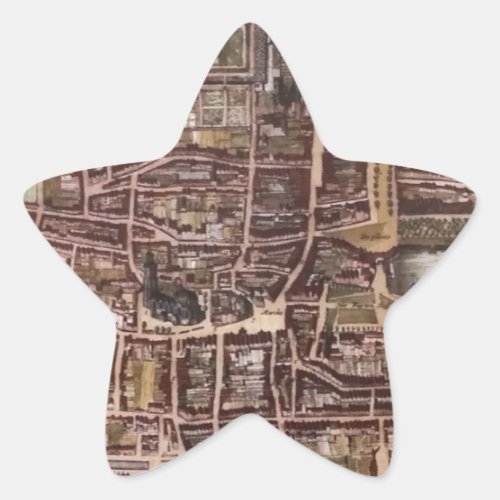 Replica city map of The Hague 1649 Star Sticker