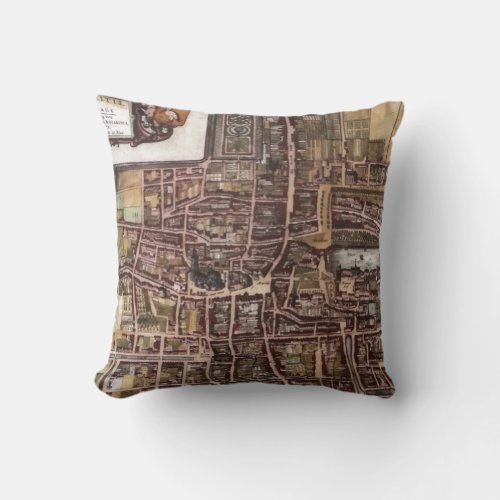 Replica city map of The Hague 1649 Throw Pillow