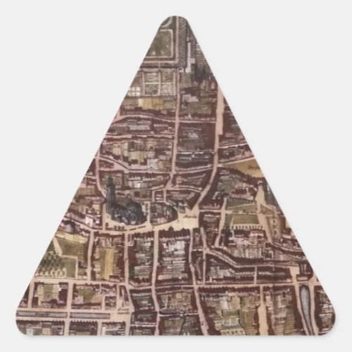 Replica city map of The Hague 1649 Triangle Sticker