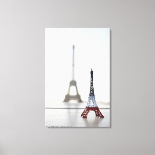 Replica of Eiffel Tower with original one in the Canvas Print