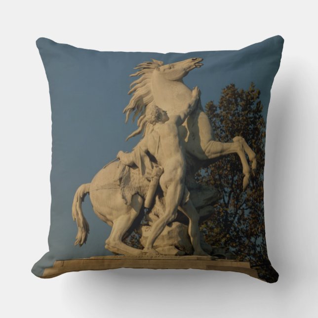 Replica of one of the two 'Marly Horses' originall Throw Pillow (Front)