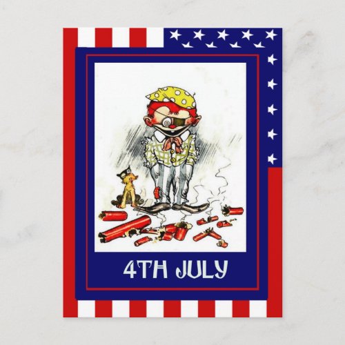 Replica Vintage 4th of July Dangers of fireworks Postcard