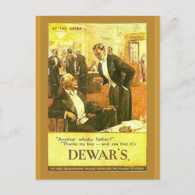 Replica Vintage advertising, Dewar's Whisky Postcard (Front)