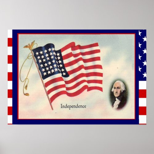 Replica Vintage image 4th July George Washington Poster