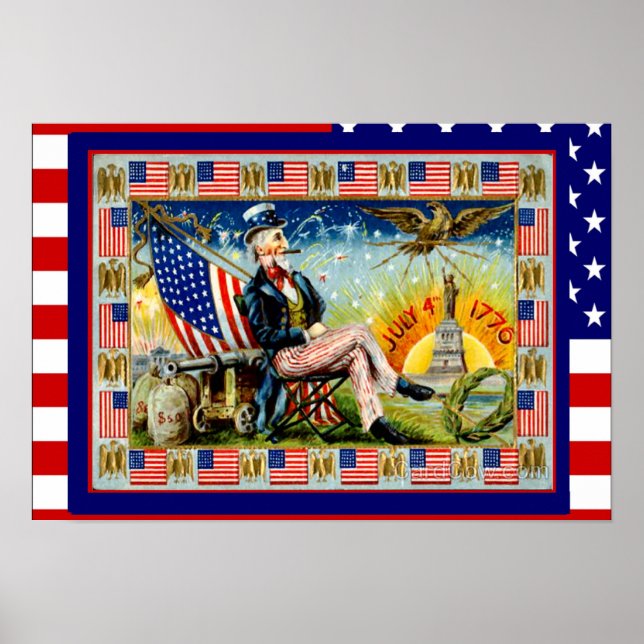 Replica Vintage image, 4th July" Poster (Front)