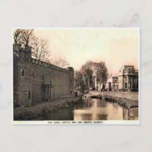 Replica Vintage Image, cardiff, castle, moat Postcard