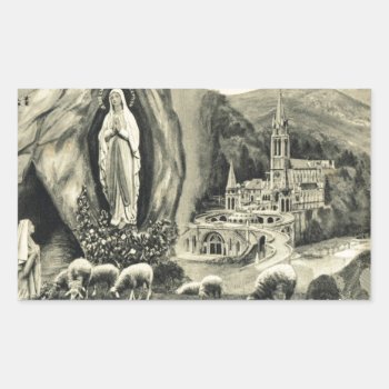 Replica Vintage Image Lourdes  1895 Pilgrimage Rectangular Sticker by allchristian at Zazzle