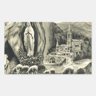 Replica Vintage image Lourdes, 1895 Pilgrimage Rectangular Sticker