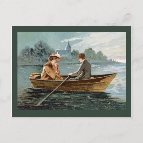 Replica Vintage postcard Lovers in a boat Postcard