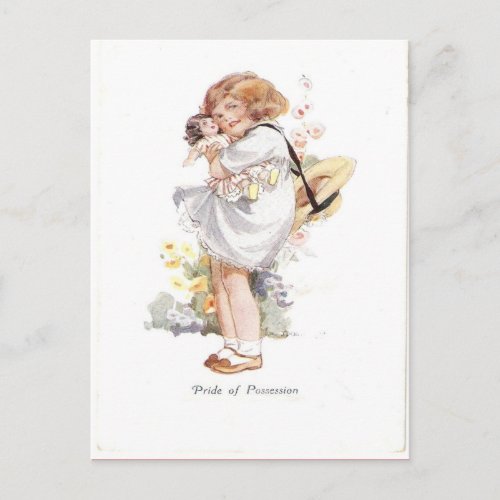 Replica Vintage Pride of possession girl doll Postcard