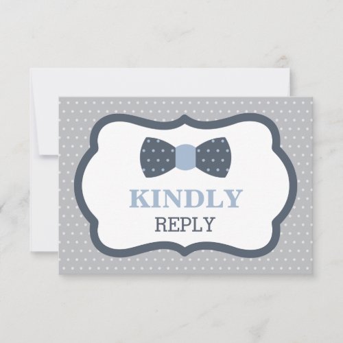 Reply Card RSVP Card Bow Tie Blue Gray