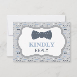 Reply Card, RSVP Card, Food Choices, Blue, Gray Card