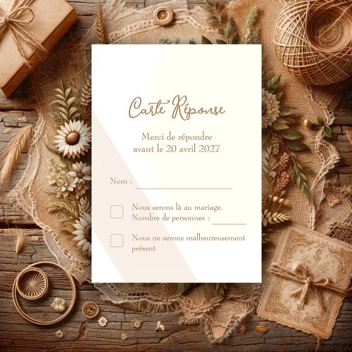 Reply Card Rustic Wedding  Nature