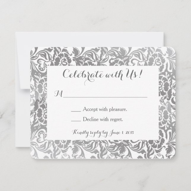 Reply Card | Vintage Lace Gray/Silver (Front)