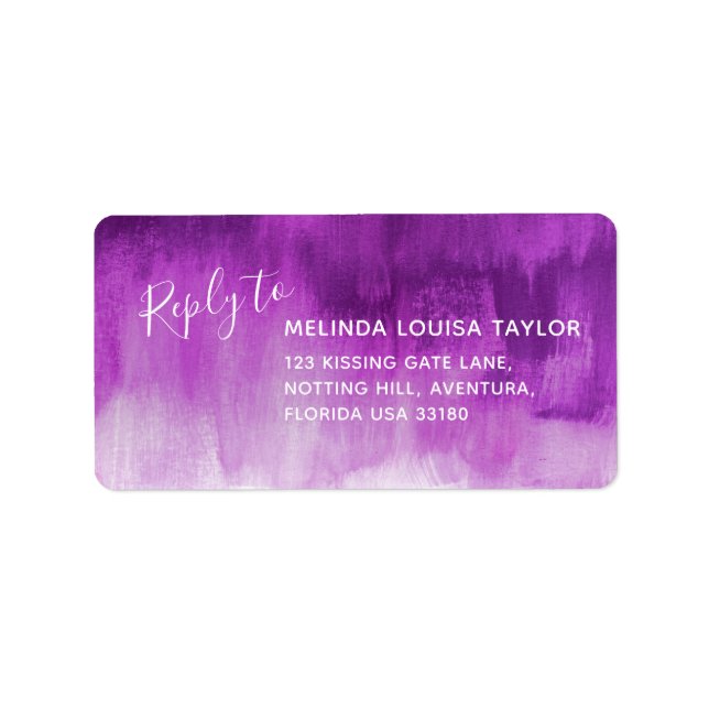 Reply mauve abstract art wedding address labels (Front)