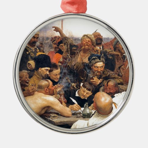 Reply of the Ukrainian KozakyCossacks by Repin Metal Ornament