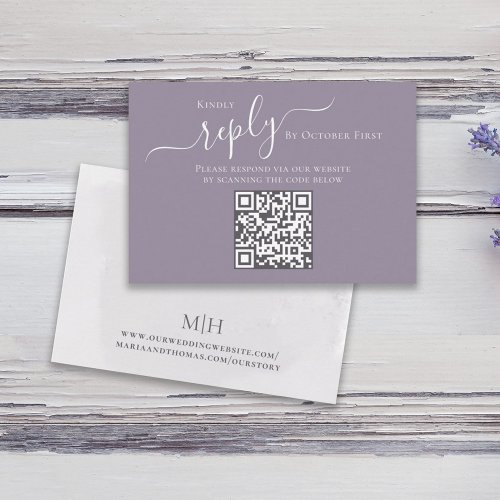 Reply QR Code Wedding RSVP Lilac Enclosure Card