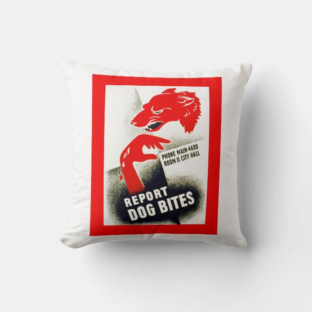Report Dog Bites Throw Pillow (Front)