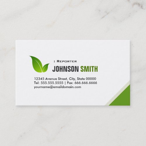 Reporter _ Elegant Modern Green Business Card