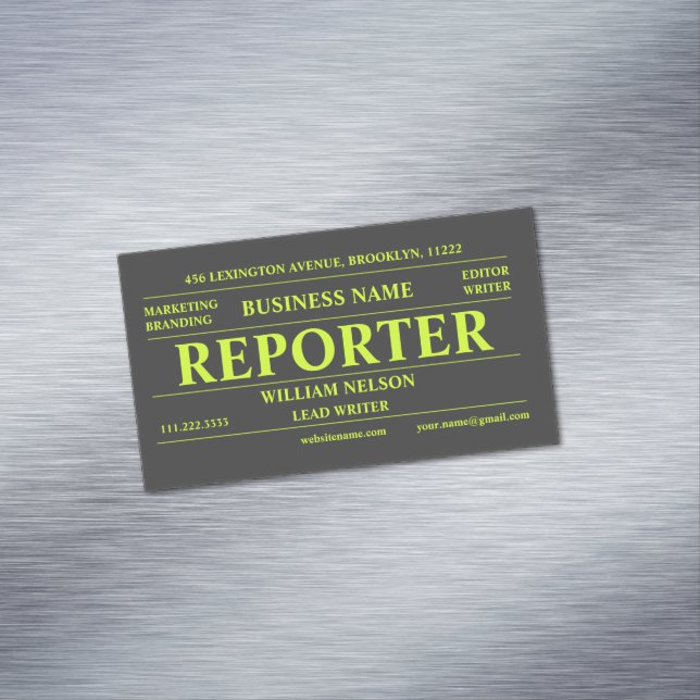 Reporter Journalist Black Business Card Magnet (In Situ)