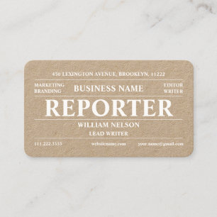 Reporter Kraft Business Card