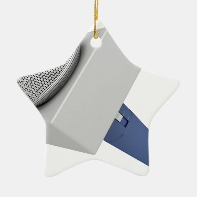 Reporter microphone ceramic ornament (Front)