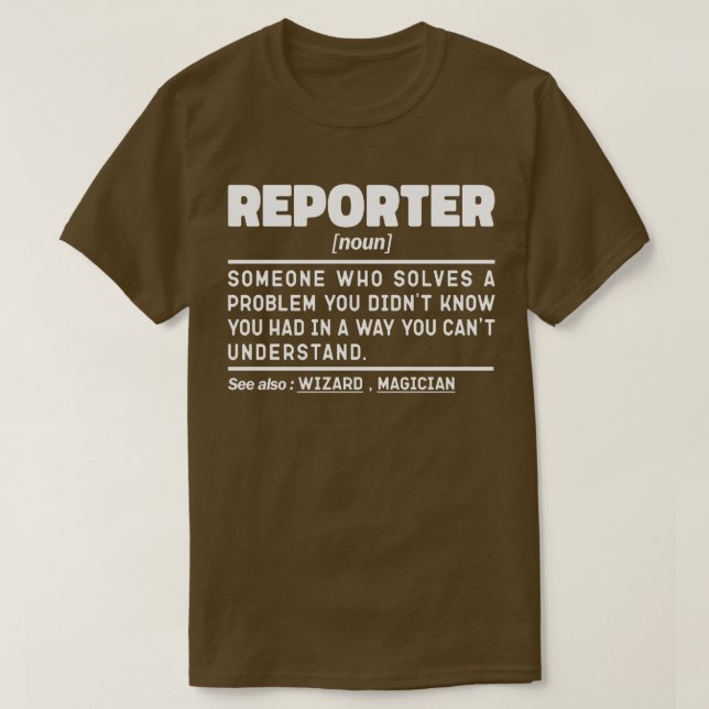 Reporter Noun Reporting Press Communication Cool T-Shirt (Design Front)
