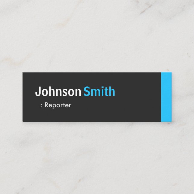 Reporter - Personal Aqua Blue Mini Business Card (Front)