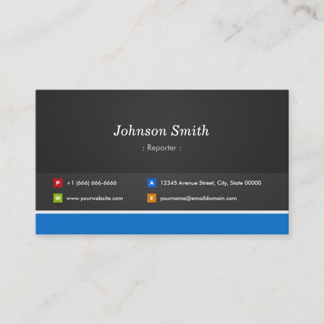Reporter - Professional Customizable Business Card (Front)