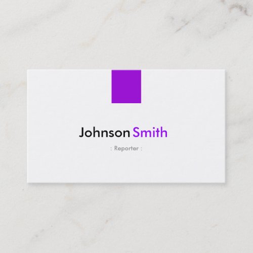 Reporter _ Simple Purple Violet Business Card