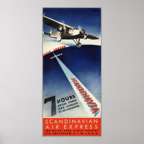 Reprint of a Vintage Scandinavian Air Poster