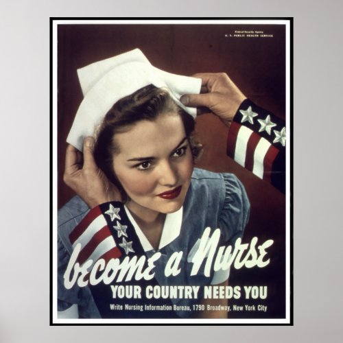 Reprint of a WW2 Female Nursing Recruiting Poster