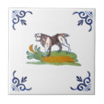 Repro 17th Century Delft Dog Tile to Personalize<br><div class="desc">Delft tiles date back to the seventeenth century when blue and white Chinese porcelain imports reached the Netherlands. The popularity of these items was a great influence on Dutch tile artisans and Delft became the center of production for these usually (but not always) blue and white tiles. Personalize this tile...</div>