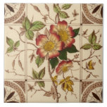 Repro 1885 Booth Aesthetic Wild Rose Transferware Ceramic Tile<br><div class="desc">Reproduction of antique T.G. & F. Booth transferware tile. Transferware tiles were originally produced using a decorative technique that was developed in England in the mid-1700s. The design was printed onto the tile and, if colored, glazes were applied to the design by artisans. The transferware process made tiles more affordable...</div>