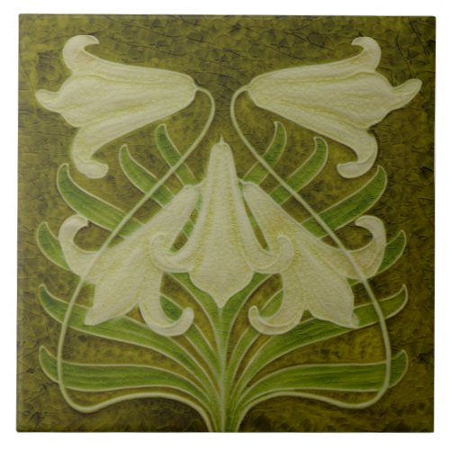 Repro Antique Art Nouveau Faux Relief Sepia Toned Ceramic Tile