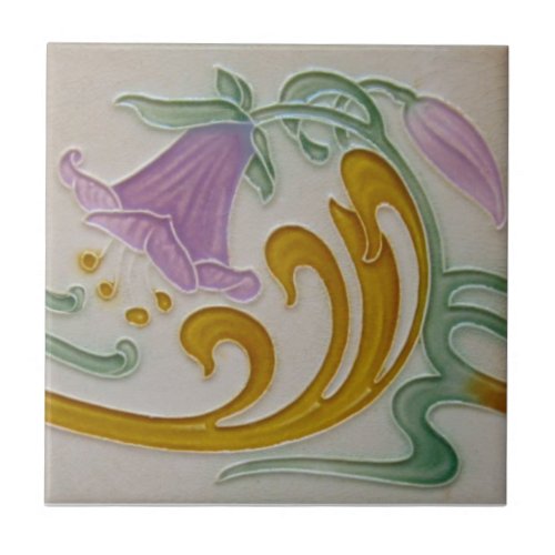 Repro Antique Art Nouveau Lily Tubeline Border Ceramic Tile