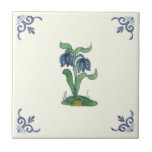 Repro Antique Blue Tulips Handpainted Delft Ceramic Tile<br><div class="desc">Delft tiles date back to the 1600s when blue and white Chinese porcelain imports reached the Netherlands. The popularity of these items was a great influence on Dutch tile artisans and Delft became the center of production for these usually (but not always) blue and white tiles.</div>