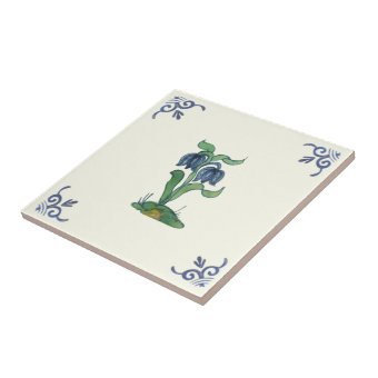 Repro Antique Blue Tulips Handpainted Delft Ceramic Tile | Zazzle