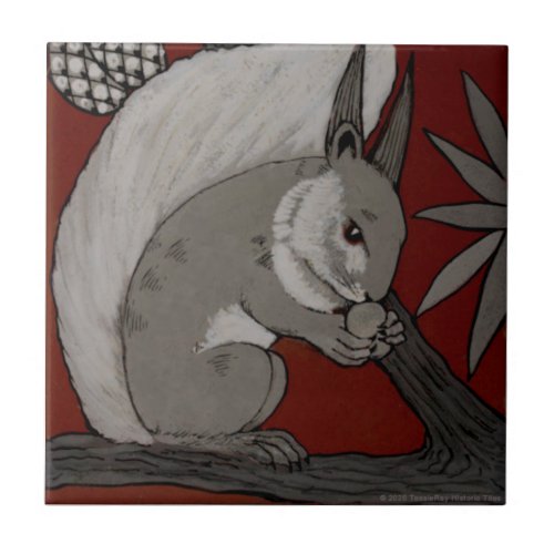 Repro Antique Minton Staffordshire Red Squirrel Ceramic Tile
