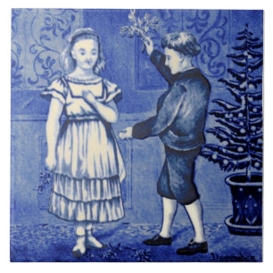 Repro Antique Wedgwood Blue December Calendar Ceramic Tile