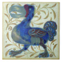 William de Morgan, A rare and large William De Morgan Dodo ruby lustre tile