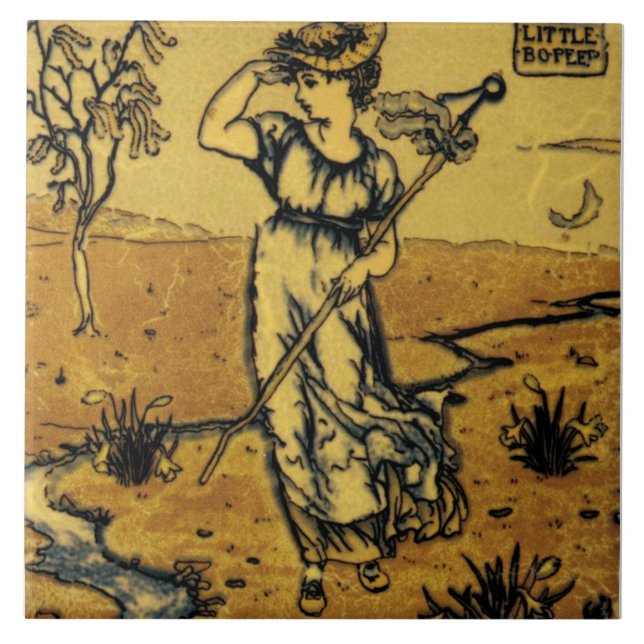 Repro Art Nouveau Modern Little Bo Peep Sketch Ceramic Tile (Front)