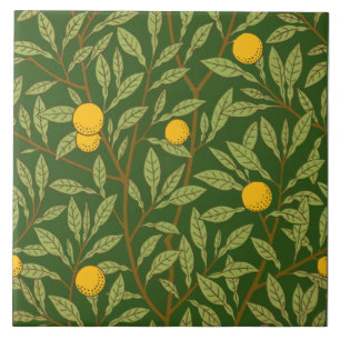 Repro Arts & Crafts Fruit Oranges on Dk Green Ceramic Tile