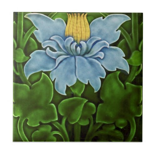 Repro c1900 Faux Relief Art Noveau Majolica Floral Ceramic Tile