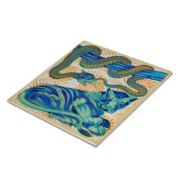 William de Morgan, A rare and large William De Morgan Dodo ruby lustre tile